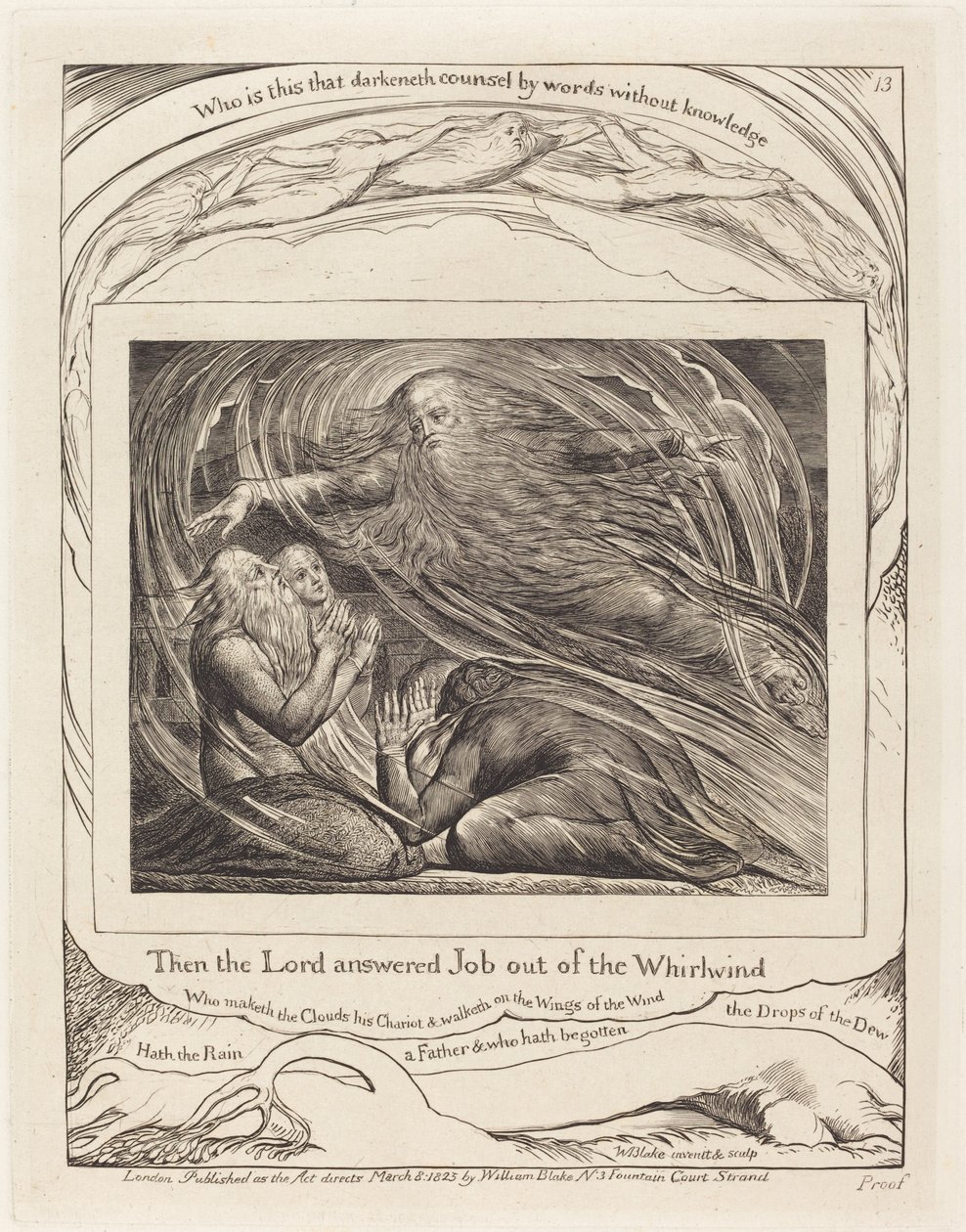 Herren svarer jobb ut av virvelvinden, 1825. av William Blake