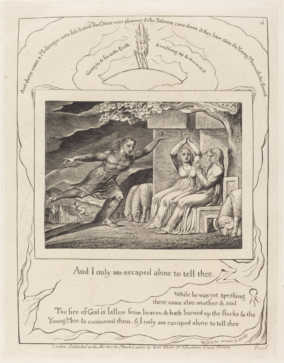 Sendebudene forteller Job om hans ulykker av William Blake