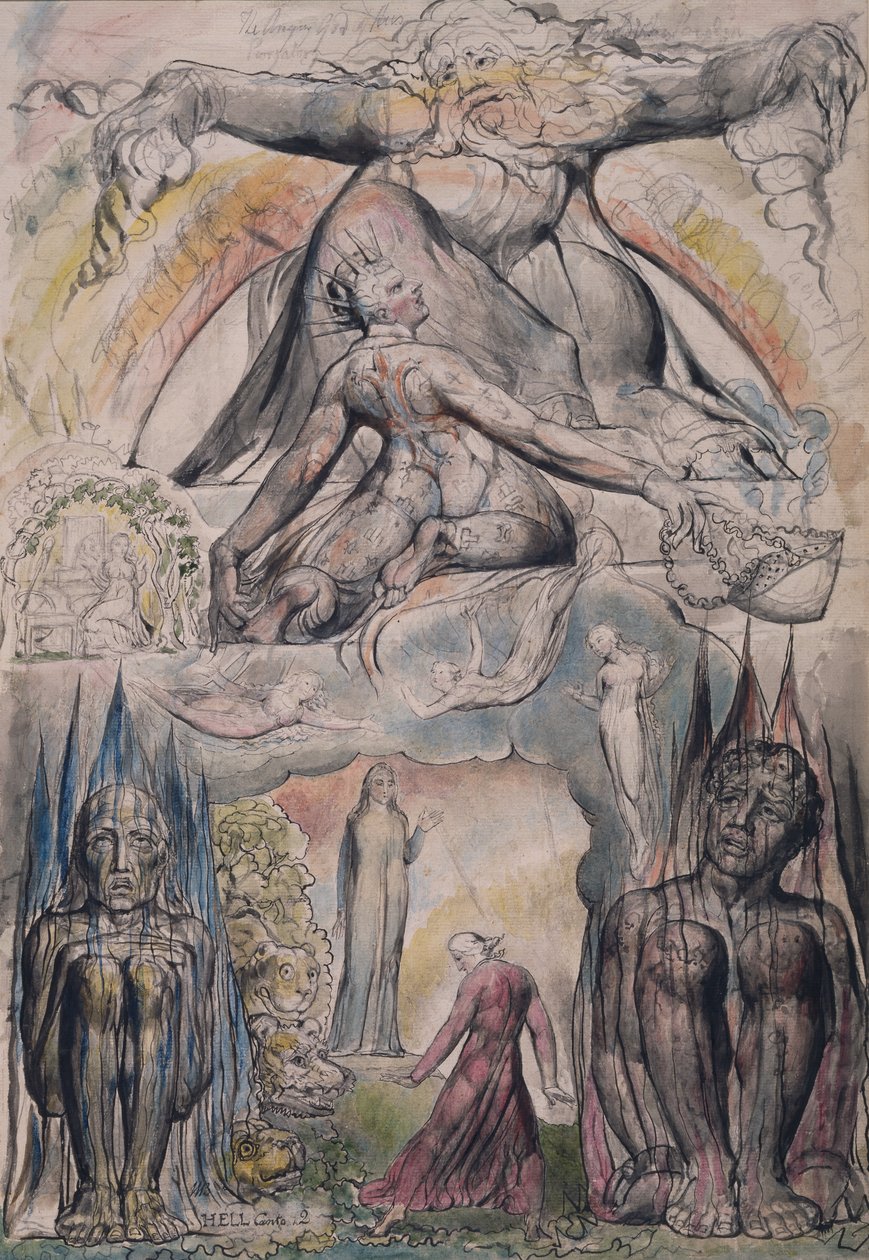 The Mission of Virgil, illustrasjon fra Canto 2 av "Inferno" av "The Divine Comedy" av Dante Alighieri av William Blake