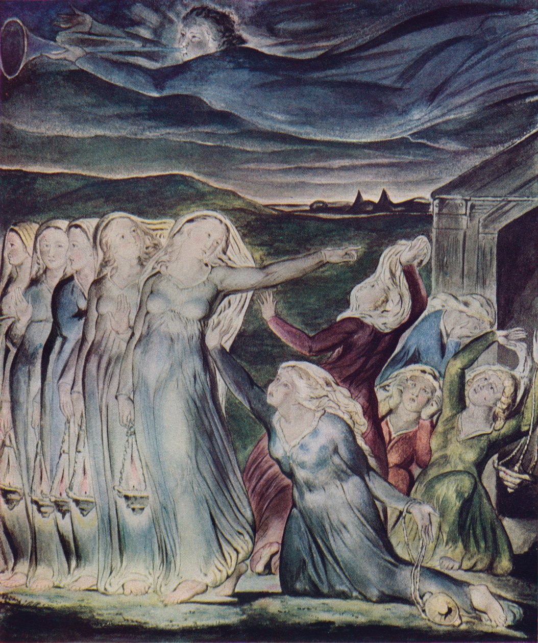 Lignelsen om de vise og tåpelige jomfruer, c1800 av William Blake