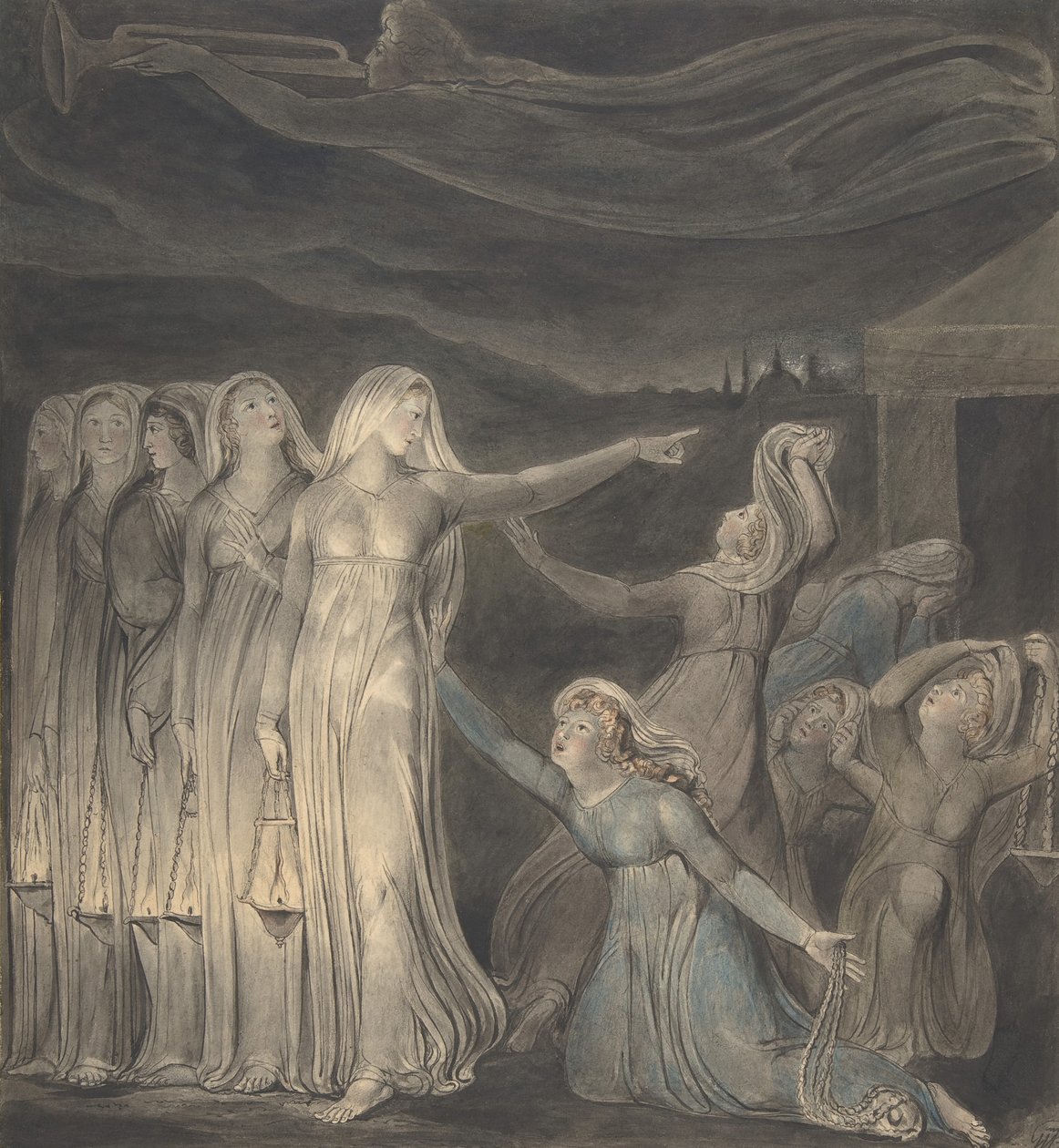 Lignelsen om de vise og tåpelige jomfruer, ca. 1799-1800. av William Blake