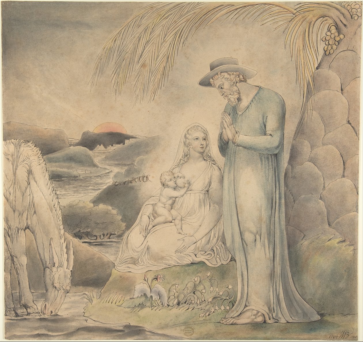 Hvilen under flukten til Egypt (Den hellige families hvile i Egypt) av William Blake