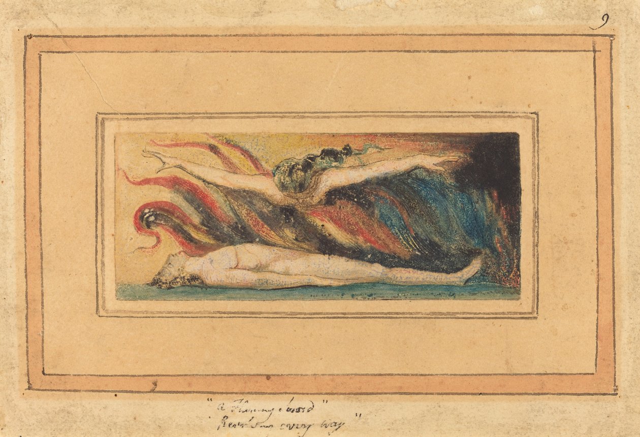 Sjelen som svever over kroppen [fra Marriage of Heaven and Hell, plate 14], ca. 1796. av William Blake