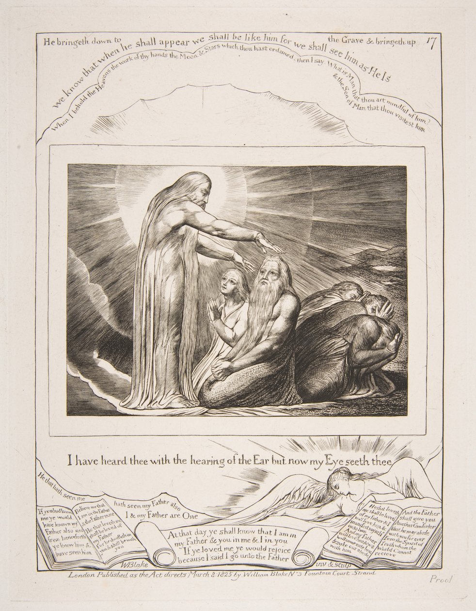 The Vision of God, fra illustrasjoner av Jobs bok, 1825-26. av William Blake