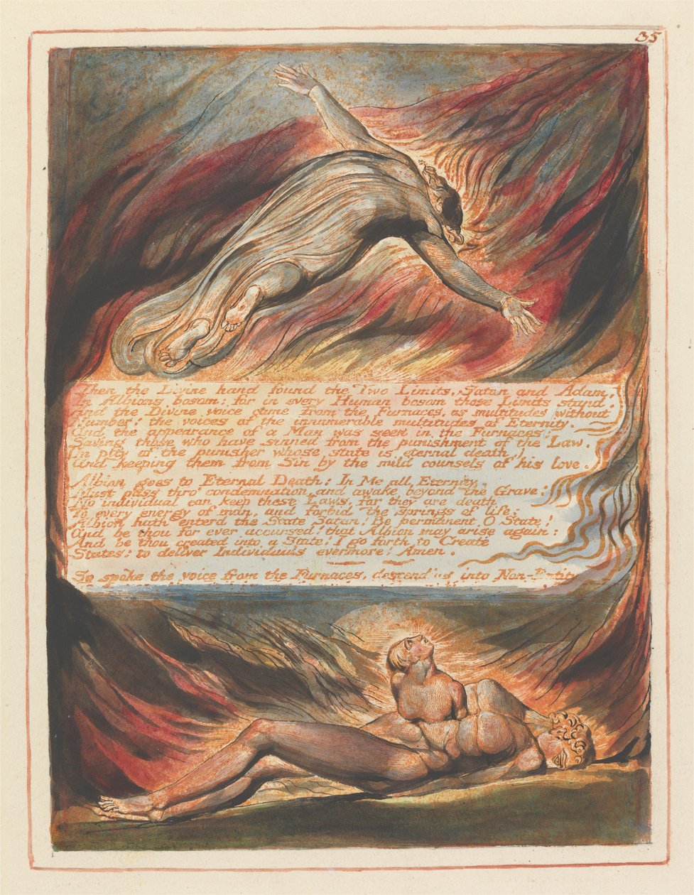 "Dann fand die göttliche Hand die zwei Grenzen..." (Tafel 35) av William Blake