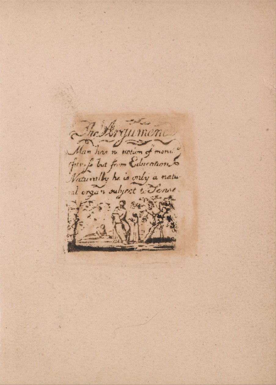 Det er ingen naturlig religion, Plate 2, Argumentet . . . . (Bentley a3) av William Blake