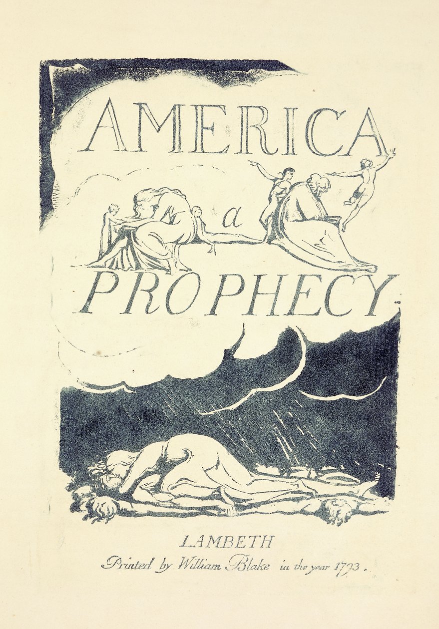 Tittelside fra "America, A Prophesy", midten av 1790-tallet av William Blake