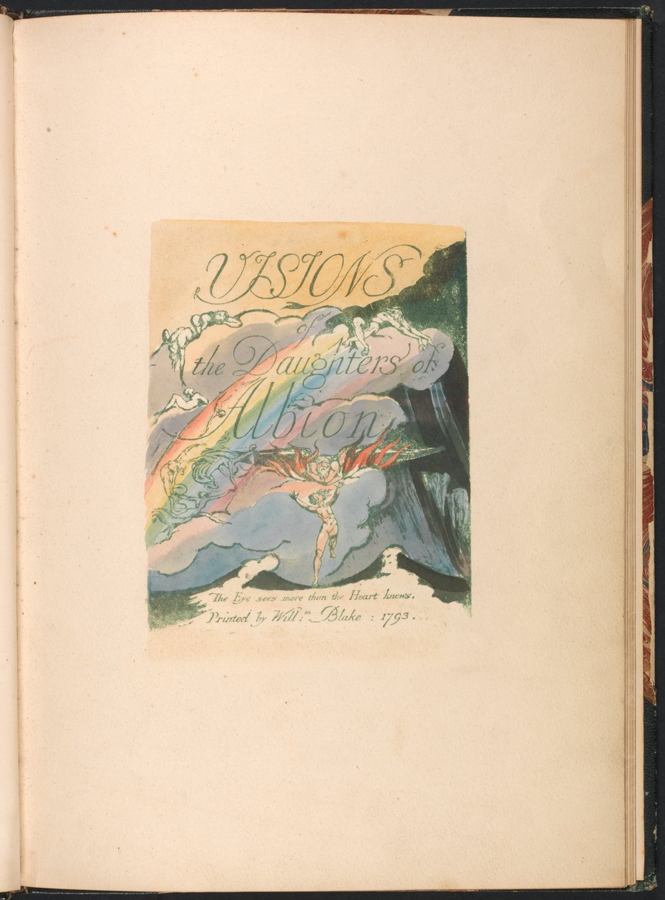 Visions of the Daughters of Albion, plate 2, tittelside av William Blake