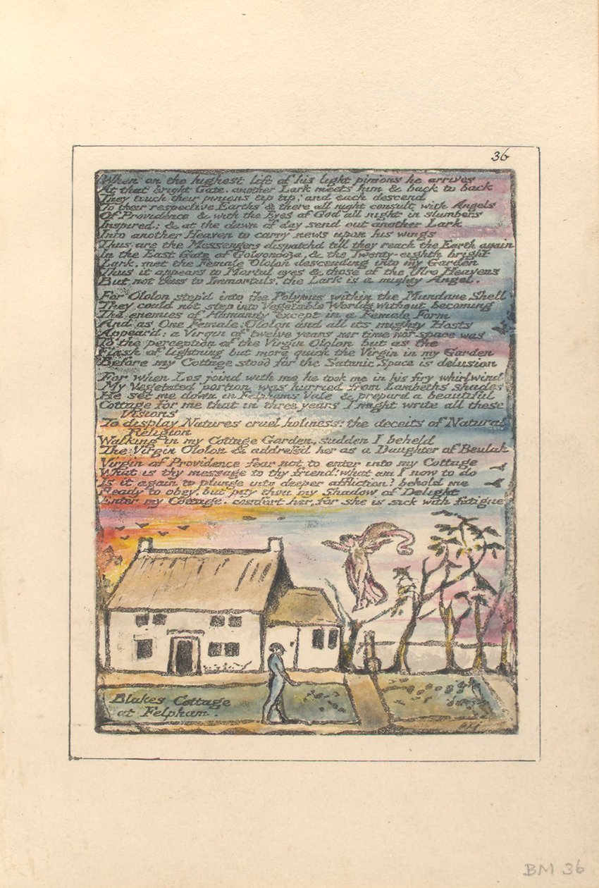 "When on the maximum lift...", plate 36 fra "Milton, a Poem in Two Books", ca. 1804-08 av William Blake