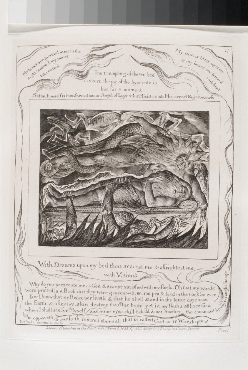 With Dreams Upon My Bed Thou Scarest Me (gravering på india papir chine collé) av William Blake