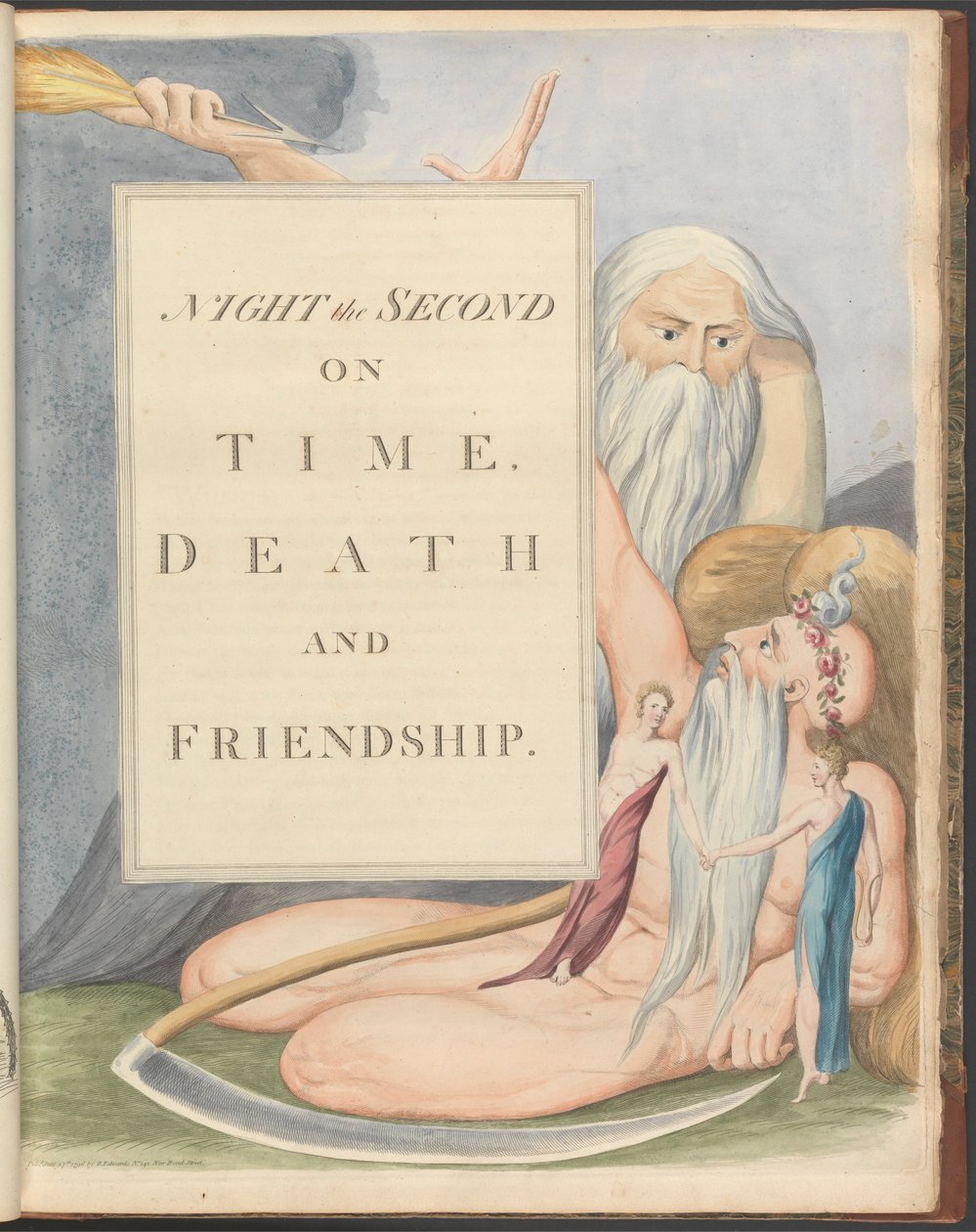 Young's Night Thoughts, side 17, "Natt den andre, i tide, død og vennskap." av William Blake