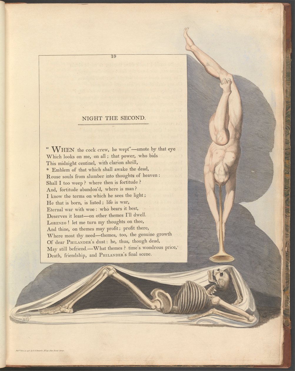 Young's Night Thoughts, side 19, "Emblem på det som skal vekke de døde" av William Blake