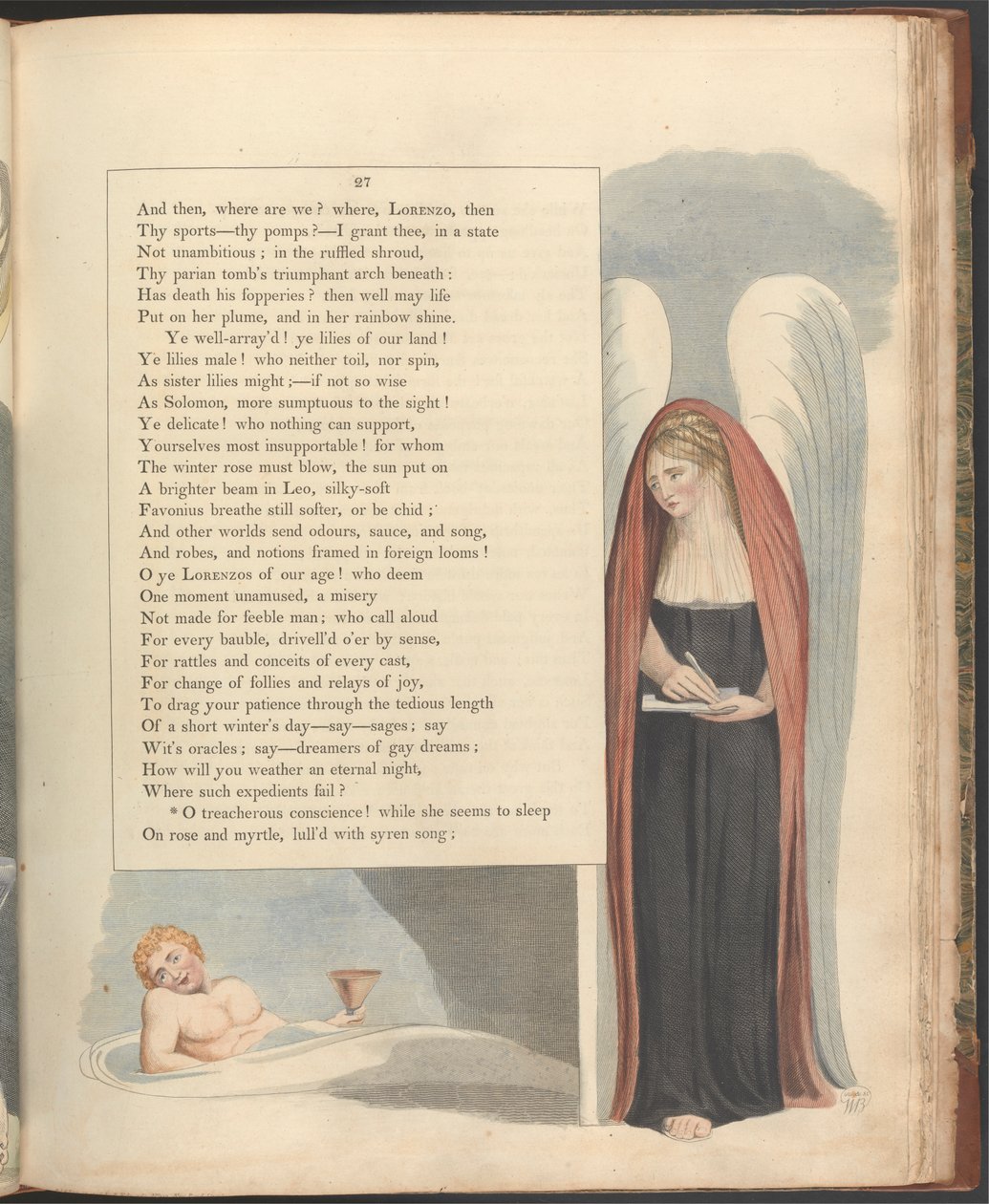 Young's Night Thoughts, side 27, "O forræderske samvittighet!" av William Blake