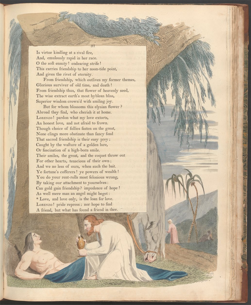 Young's Night Thoughts, side 37, "Kjærlighet og bare kjærlighet er lånet for kjærlighet" av William Blake