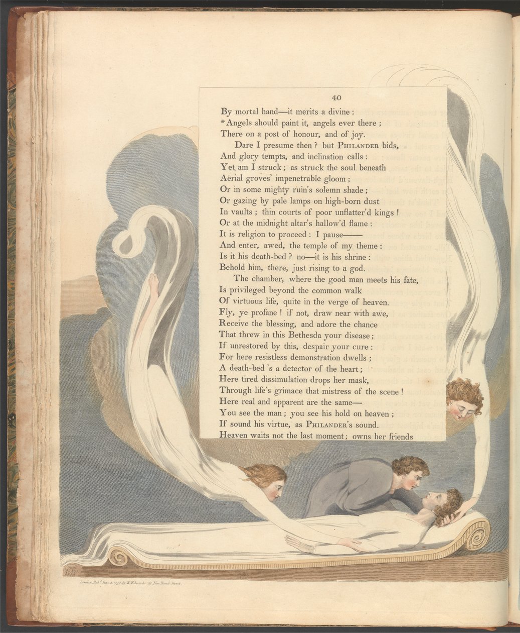 Young's Night Thoughts, side 40, "Engler bør male det, engler alltid der" av William Blake