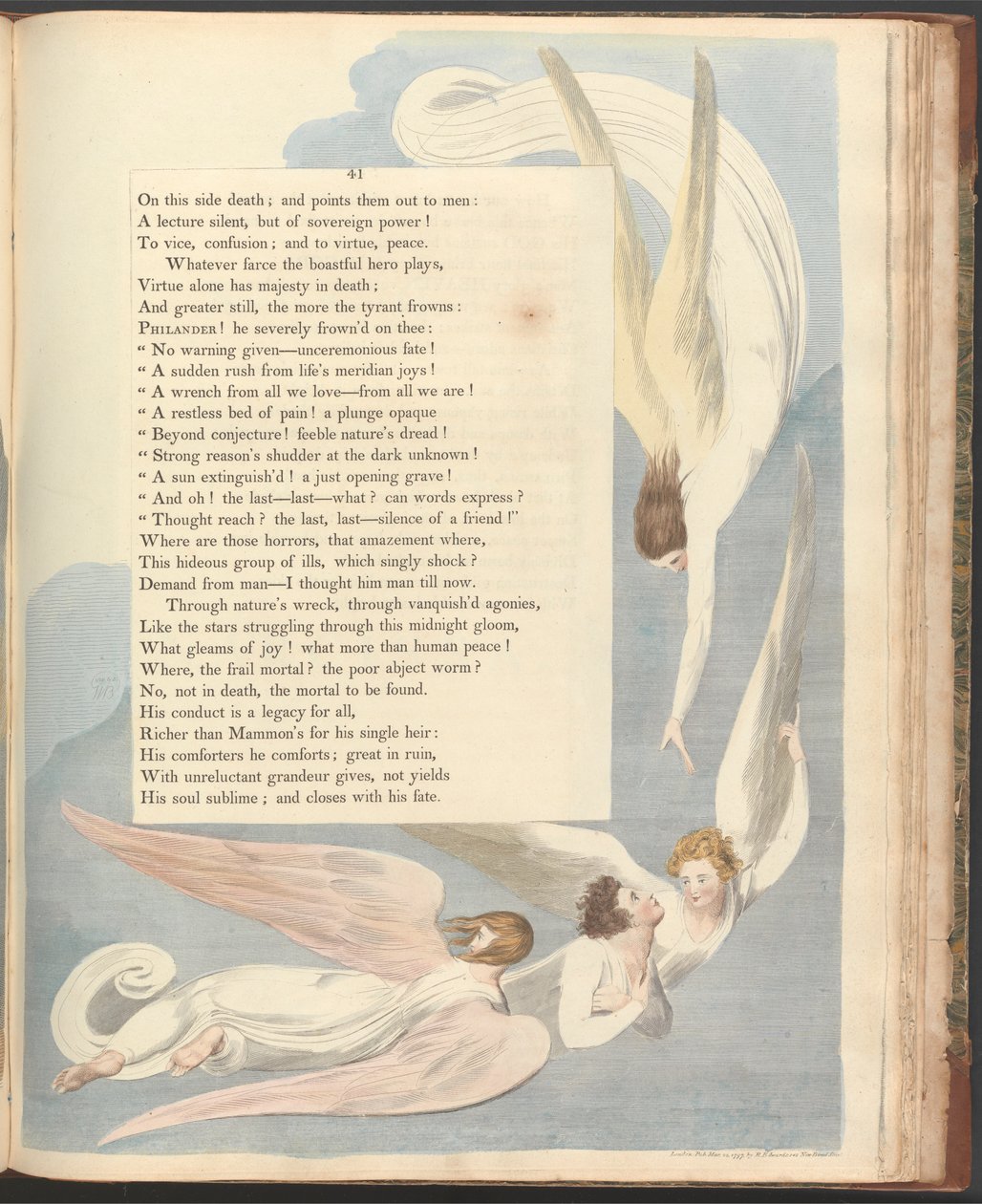 Young's Night Thoughts, side 41, "Et strålende merke, de rettferdiges dødsleie" av William Blake