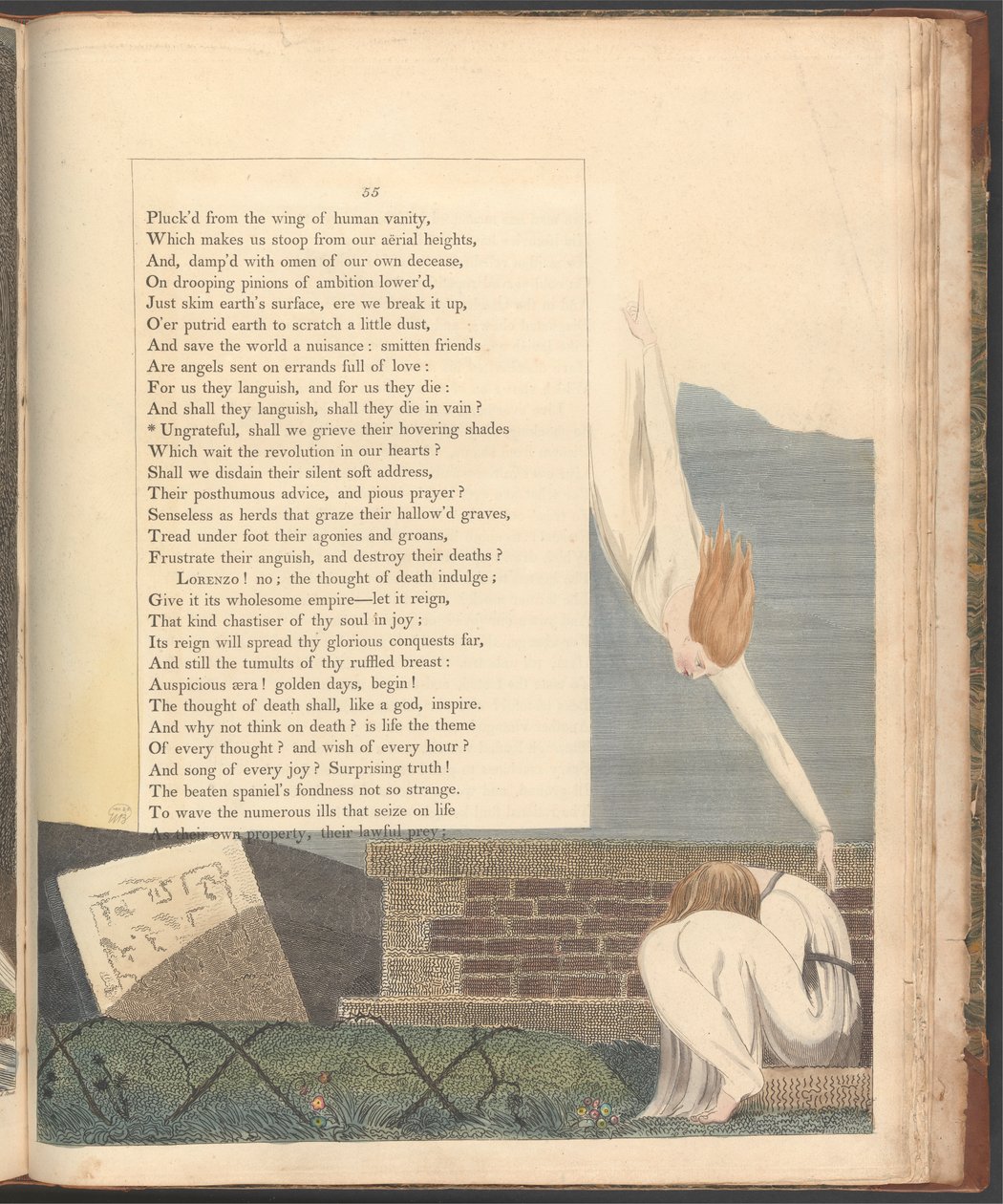 Young's Night Thoughts, side 55, "Utakknemlige, skal vi sørge over deres svevende nyanser" av William Blake