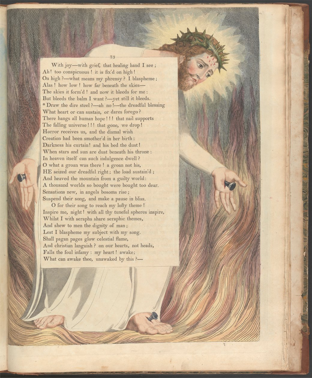 Young's Night Thoughts, side 73, "Tegn det forferdelige stålet? -- ah nei!" av William Blake