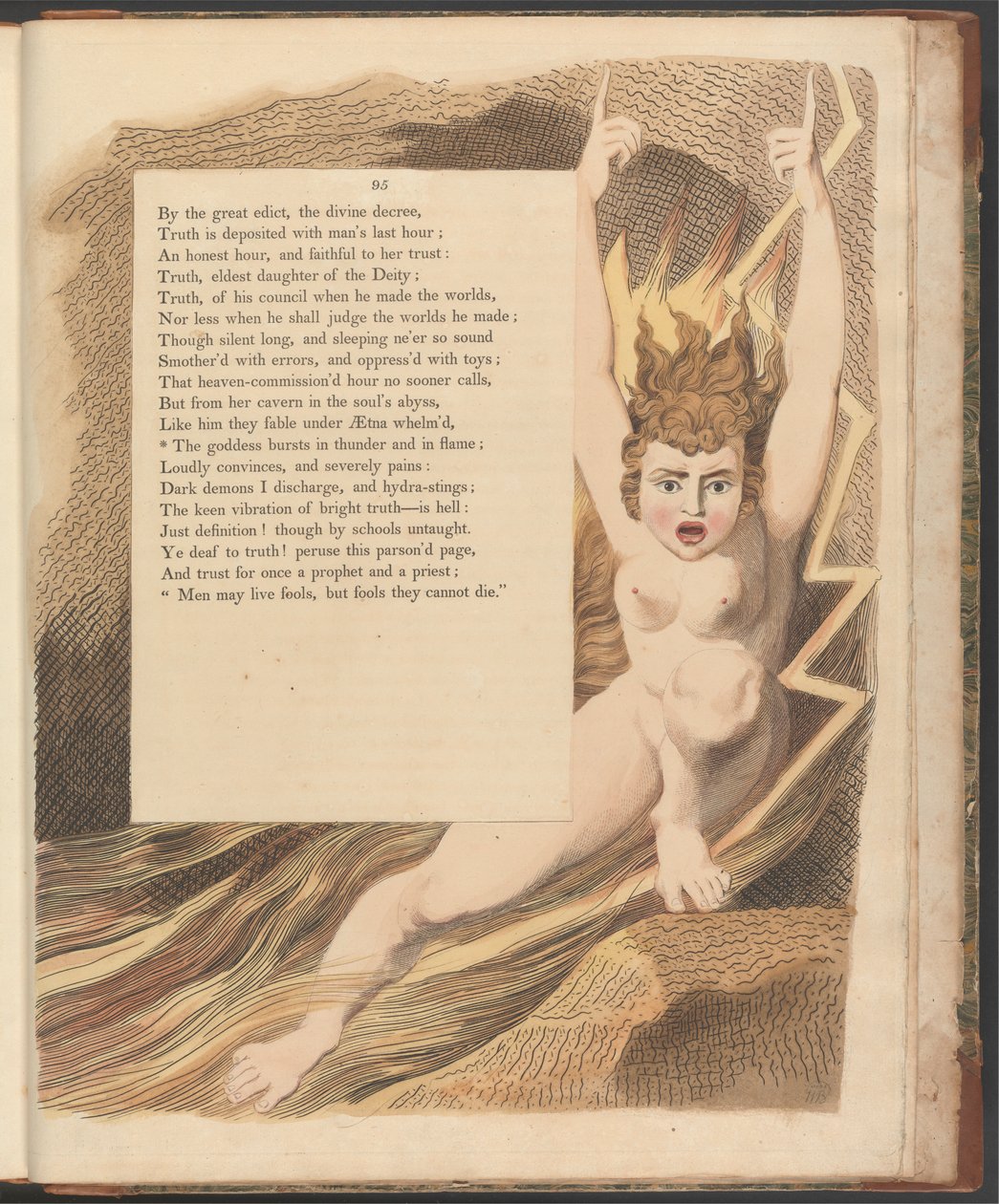 Young's Night Thoughts, side 95, "Gudinnen brister i torden og i flammer" av William Blake