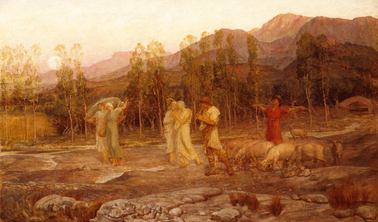 A Pastoral, A Memory of the Valley of Sparta (olje på lerret) av William Blake Richmond