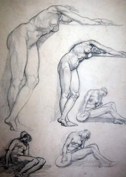 Se brudgommen kommer, eller De ti jomfruer, ca. 1880 (blyant på papir) av William Blake Richmond