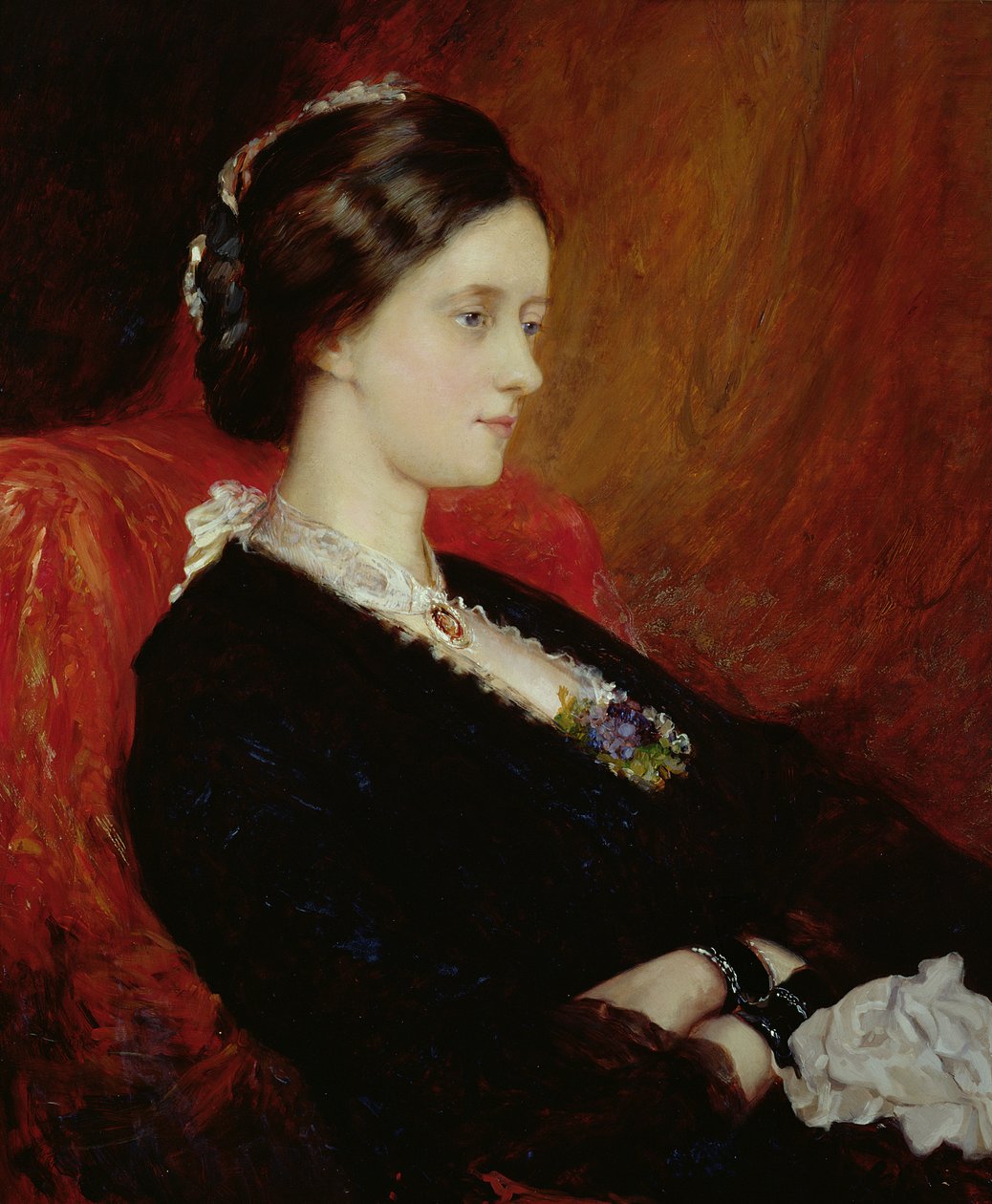 Portrett av The Hon. Fru Emily Meynell-Ingram (1840-1904) 1884 (olje på lerret) av William Blake Richmond