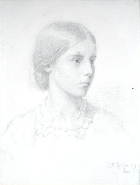 Portrett av en ung kvinne (blyant på papir) av William Blake Richmond