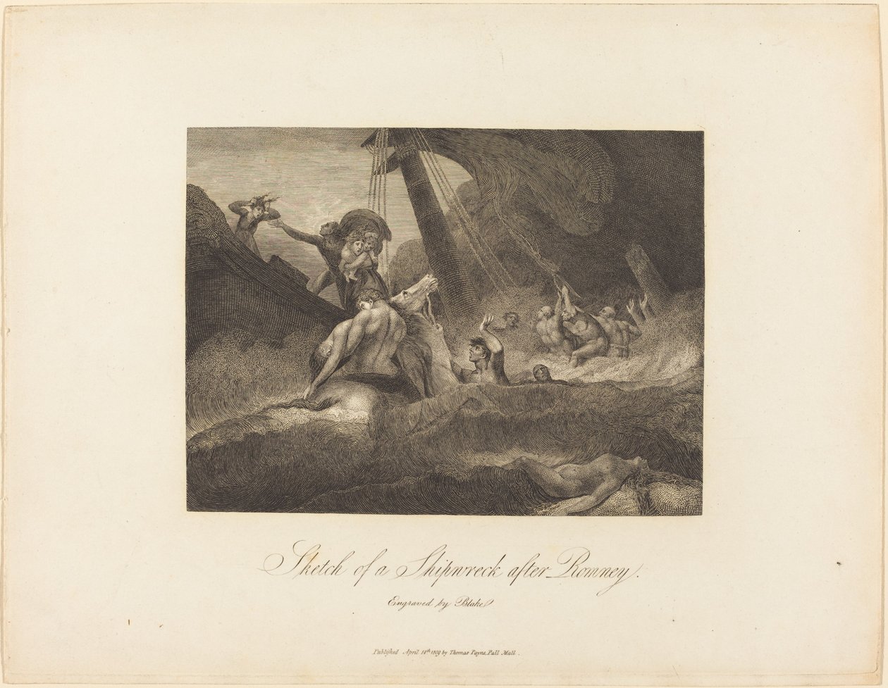 Skisse av et forlis av William Blake after George Romney