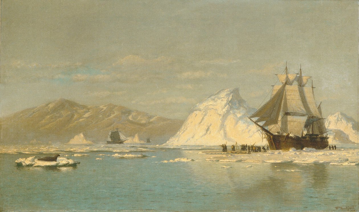 Utenfor Grønland - hvalfanger på jakt etter åpent vann av William Bradford