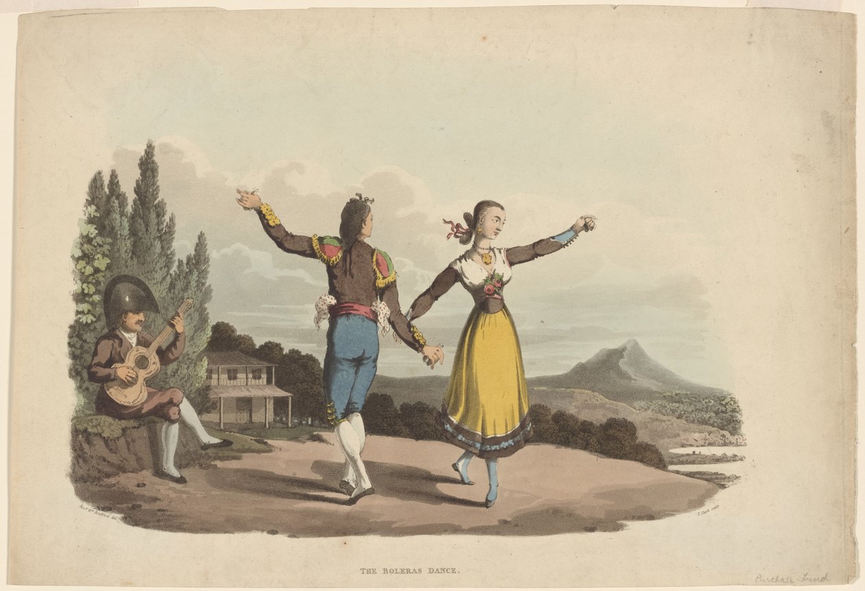 Bolerasdansen, gravert av John Heaviside Clark, ca. 1810-19 av William Bradford