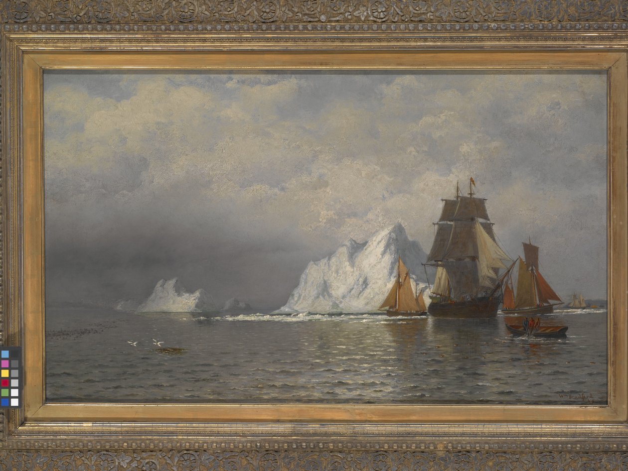 Hvalfanger og fiskefartøy nær kysten av Labrador (olje på lerret) av William Bradford