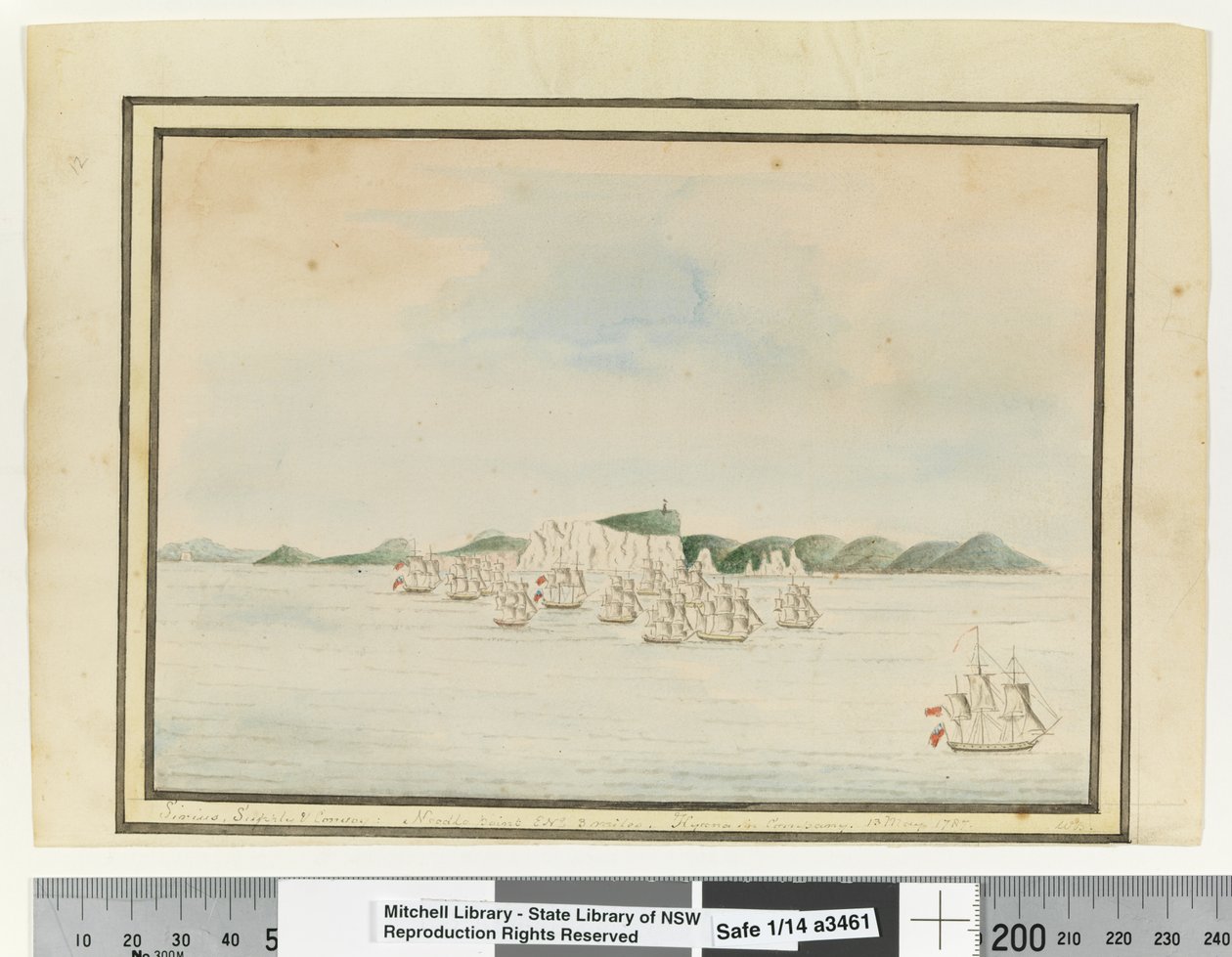 Opp. s. 13. `Sirius, Supply & Convoy: Needle Point ENE 3 miles. Hyene i selskap. 13. mai 1787