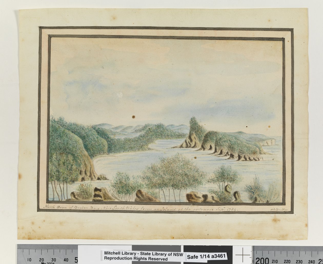 Opp. s. 92. `North Arm of Broken Bay New South Wales fra en øy ved inngangen sepr 1789