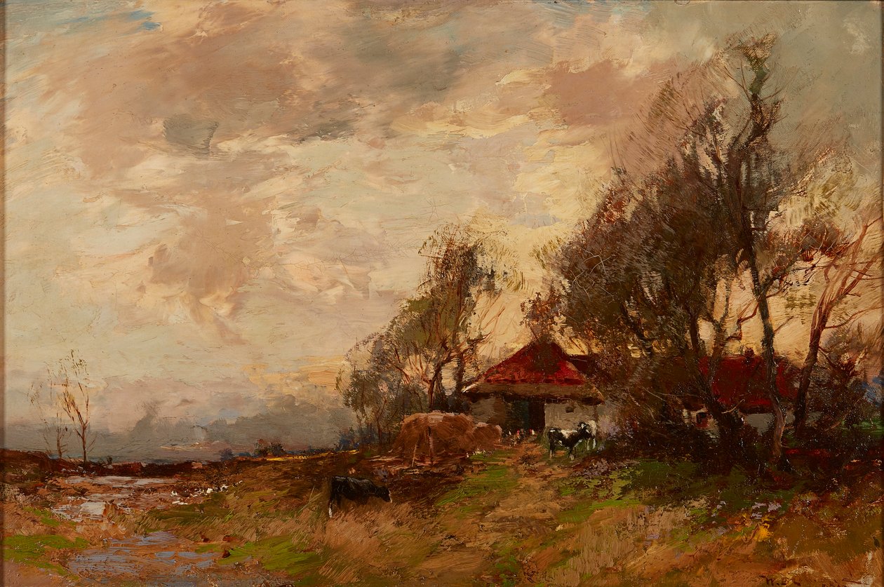 A Farm Steading (olje på lerret) av William Bradley Lamond