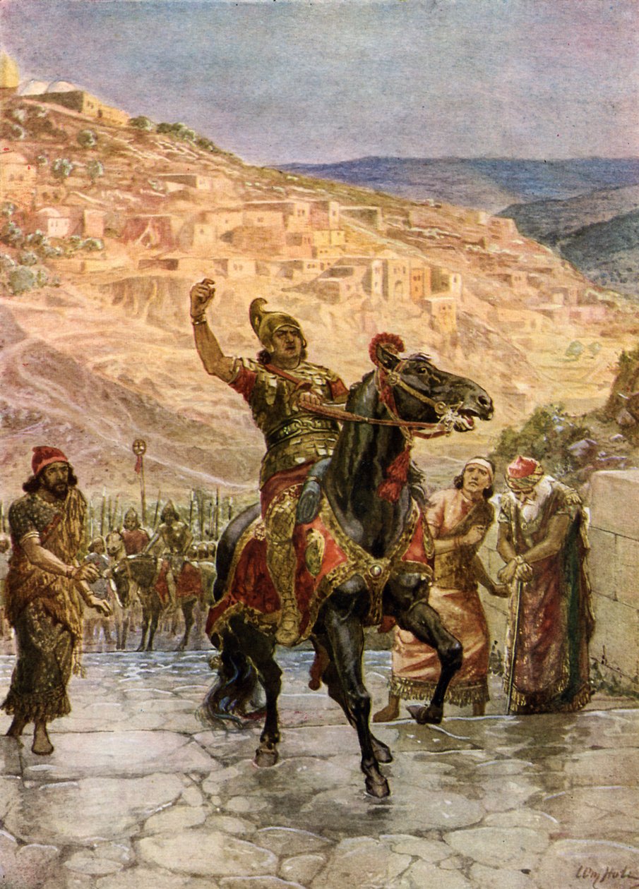 Assyriske Rabshakeh krever overgivelse av Jerusalem - Bibelen av William Brassey Hole