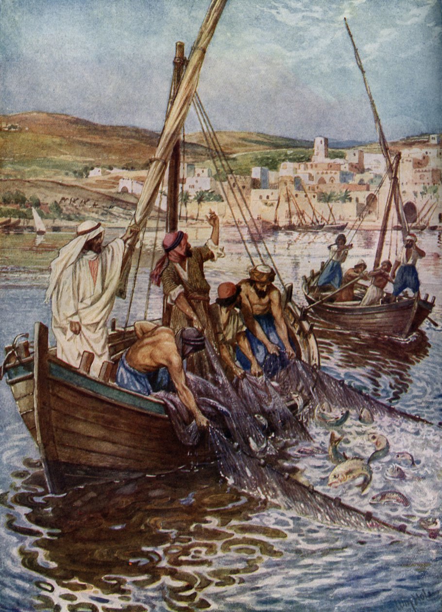 Fire fiskere kalles som disipler - Bibelen av William Brassey Hole