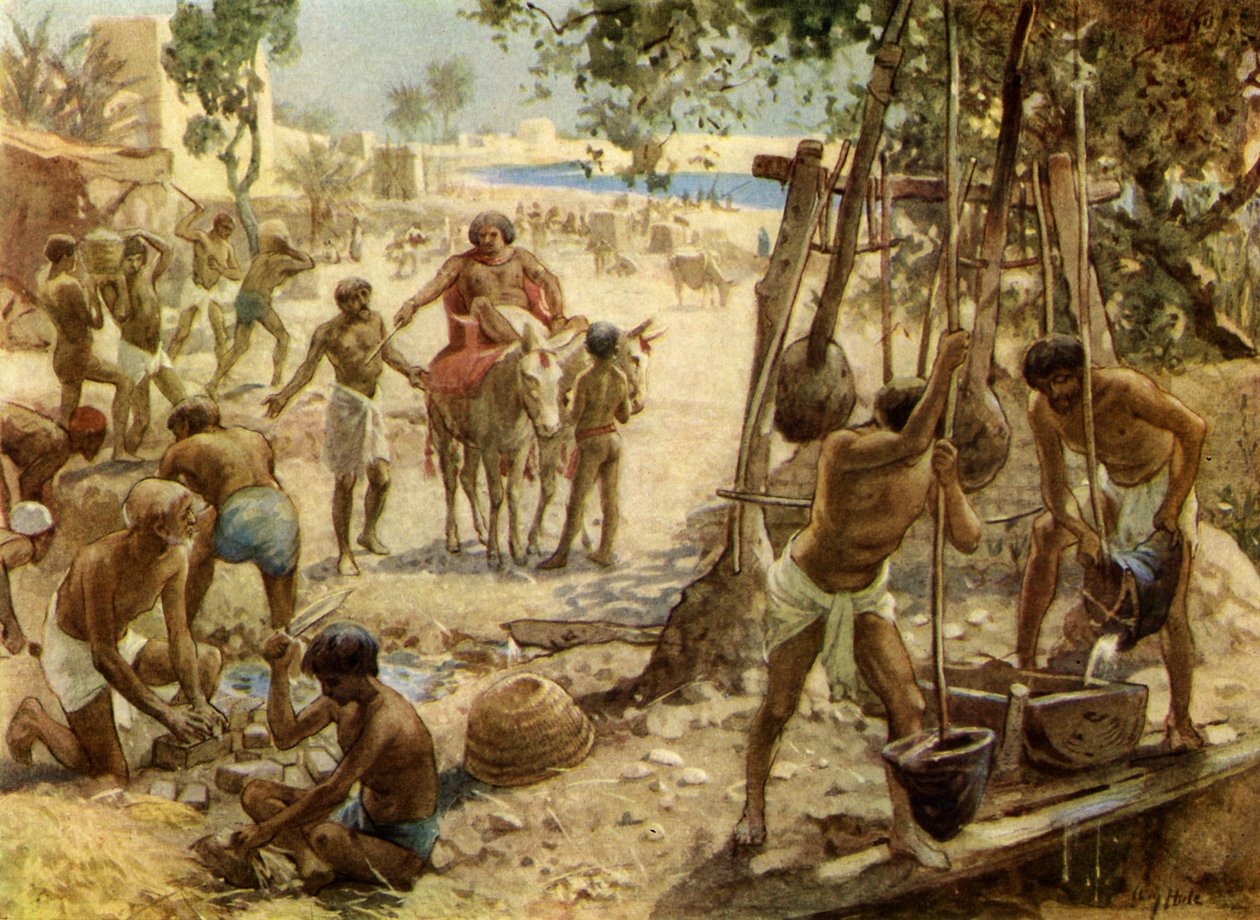 Israelittene lager murstein i Egypt. 2. Mosebok I. II:14 - Bibelen av William Brassey Hole