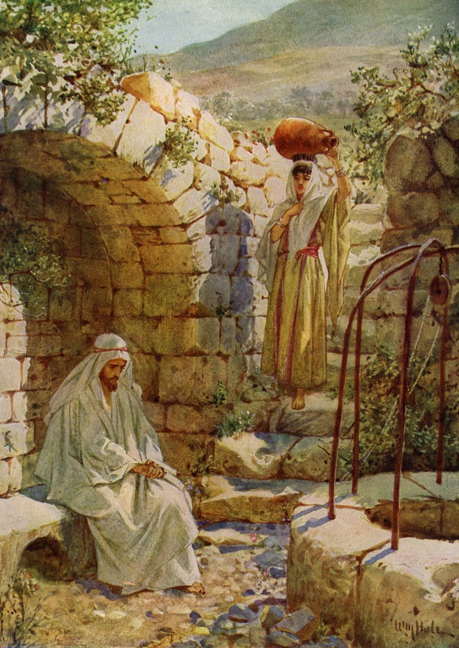 Jesus ber en samaritansk kvinne om vann - Bibelen av William Brassey Hole