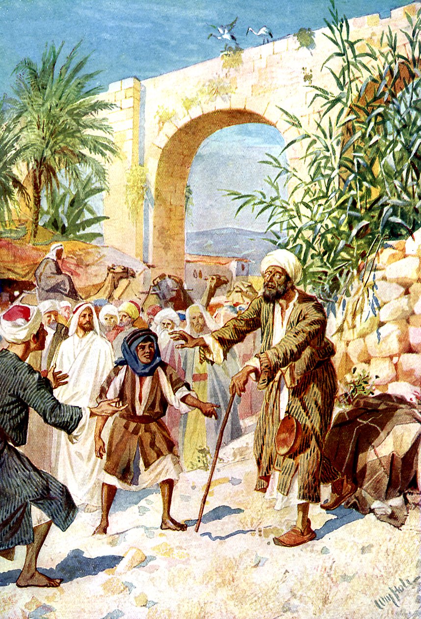 Jesus helbreder en blind tigger - Bibelen av William Brassey Hole