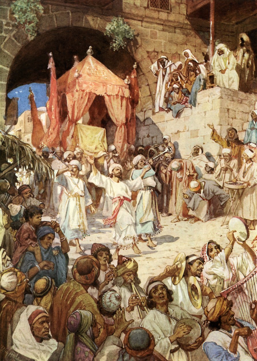 Kong David bringer arken inn i Jerusalem - Bibelen av William Brassey Hole