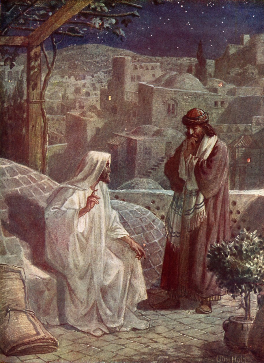 Nikodemus besøker Jesus for å høre hans lære - Bibelen av William Brassey Hole