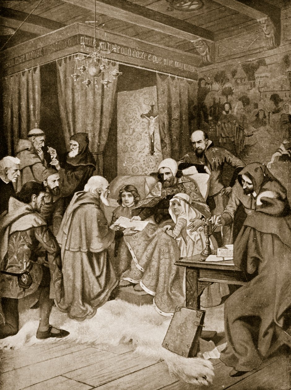 Robert Bruce gir et charter, 1329, illustrasjon fra 