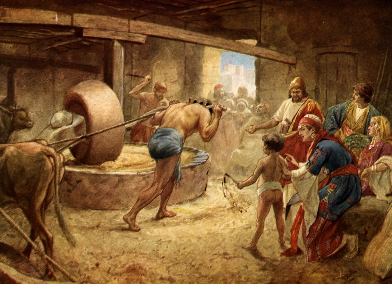 Samson grinding i fengselet på Gaza - Bibelen av William Brassey Hole