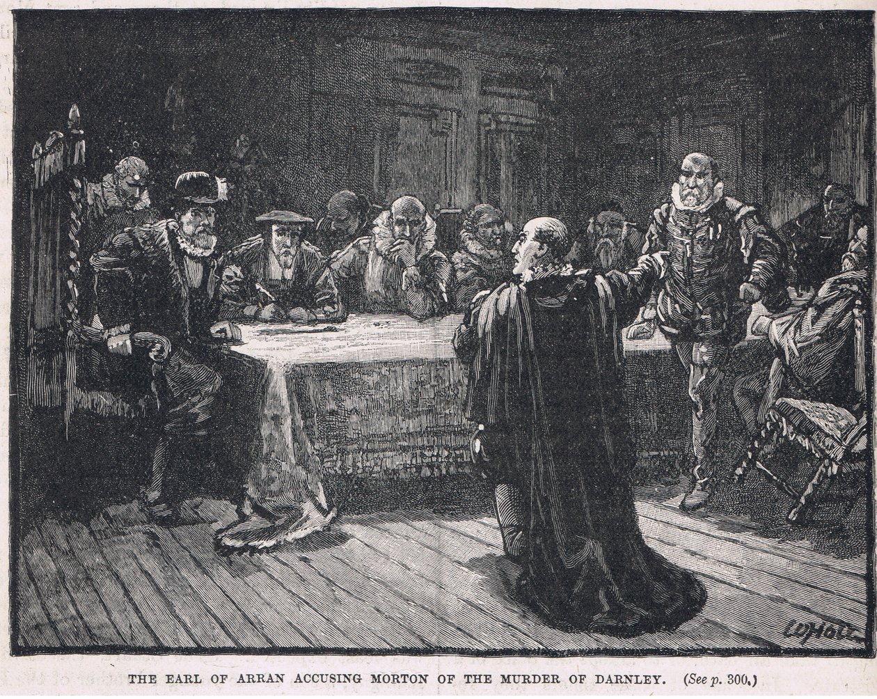 Jarlen av Arran anklager Morton for drapet på Darnley 1581 av William Brassey Hole