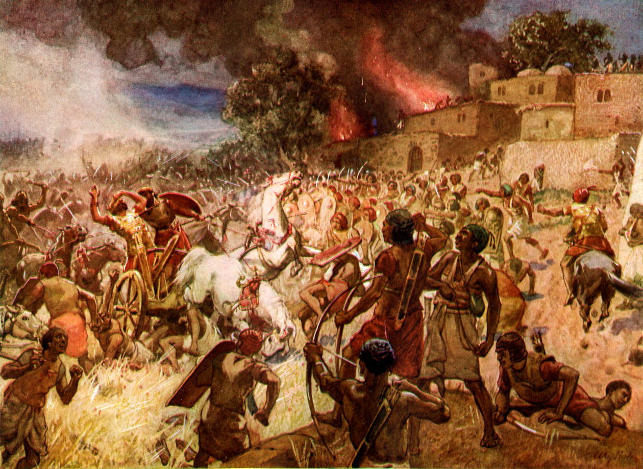Kong Josias død ved Megiddo - Bibelen av William Brassey Hole