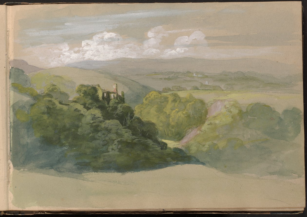 Utsikt over Berry Pomeroy Castle av William Brockedon