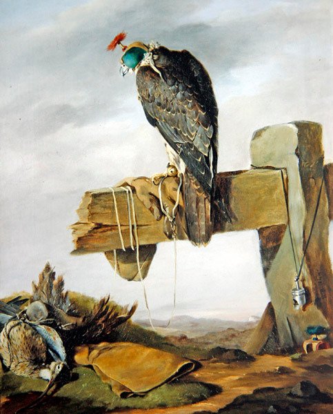 En vandrefalk i hetten med en krølle på bakken av William Brodrick