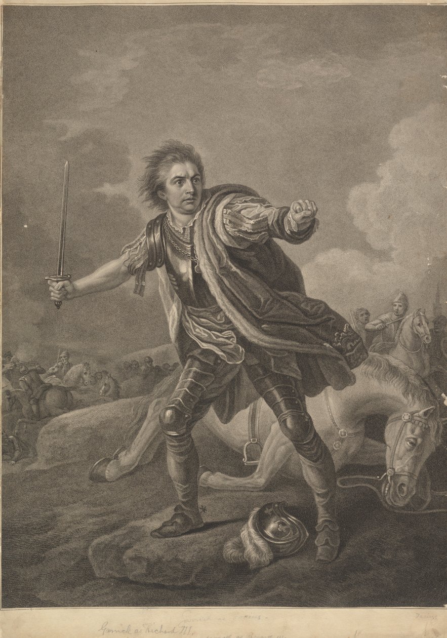 David Garrick som Richard III i Drury Lane Theatre Performance, 1759 av William Bromley