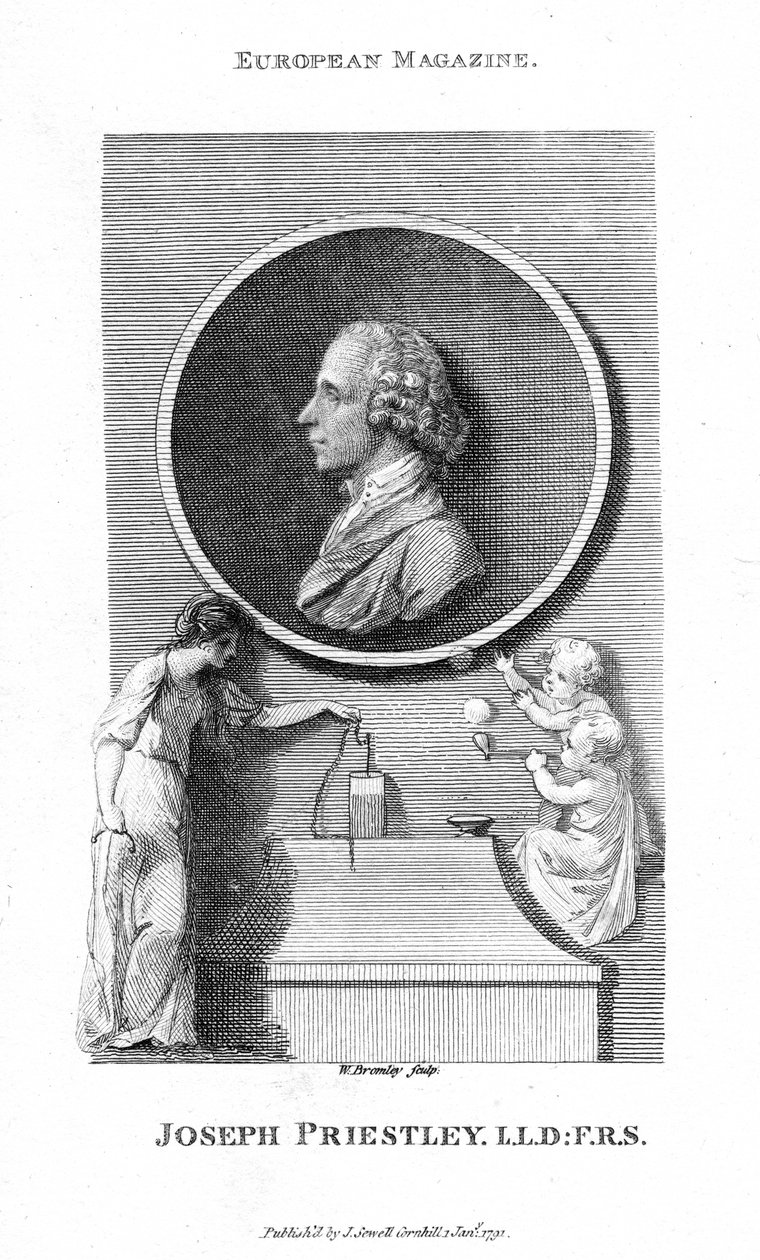 Joseph Priestley , engelsk kjemiker og presbyteriansk minister, 1791 av William Bromley