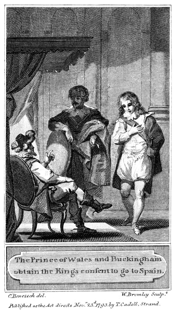 Prinsen av Wales og Buckingham får kongens samtykke til å reise til Spania, 1793 av William Bromley